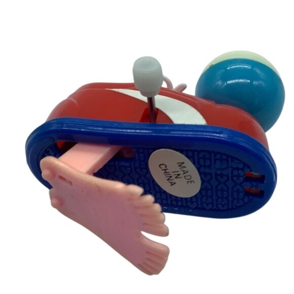 Vtg Wind-Up Sneaker Foot Ball Toy Shoe Design Red Blue RARE - Picture 5 of 9